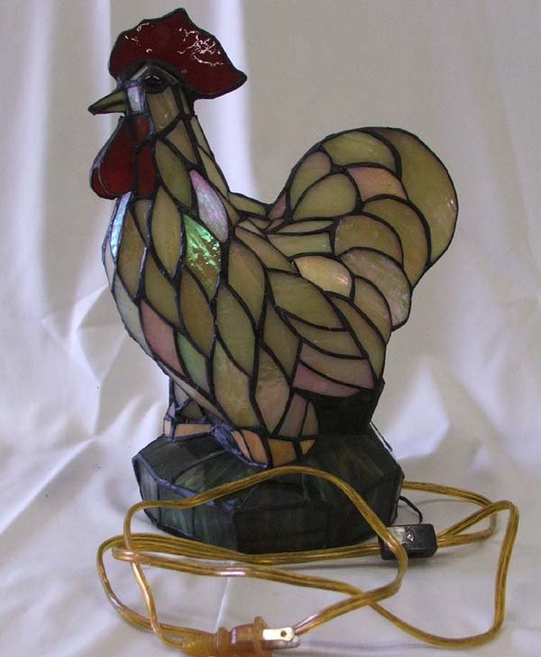 stained glass rooster lamp photo - 9