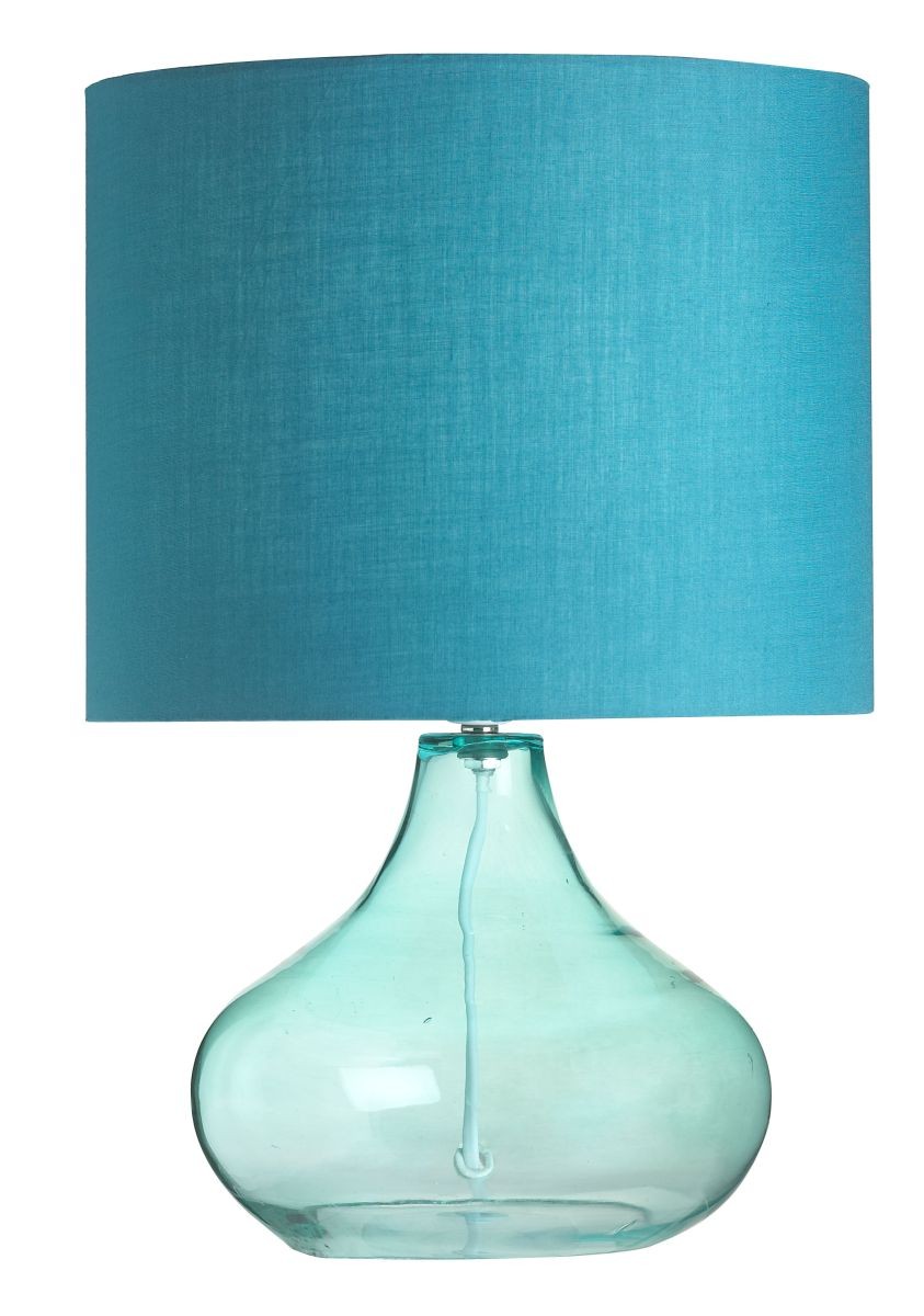 teal glass lamp photo - 9