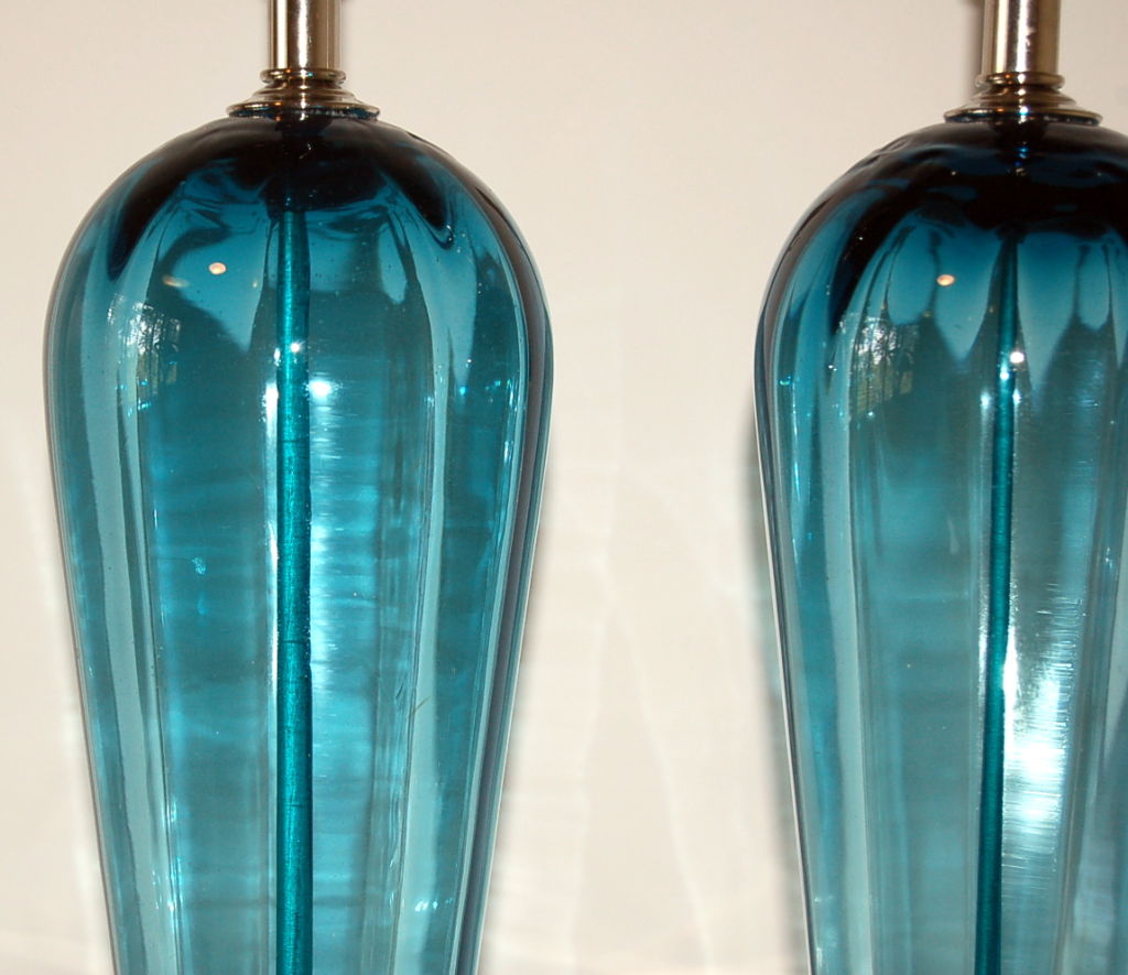 teal glass lamp base