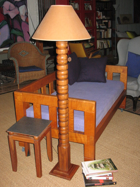 turned wood floor lamp photo - 10