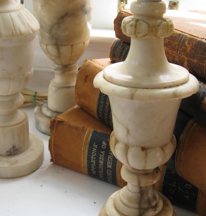 vintage alabaster lamps photo - 2