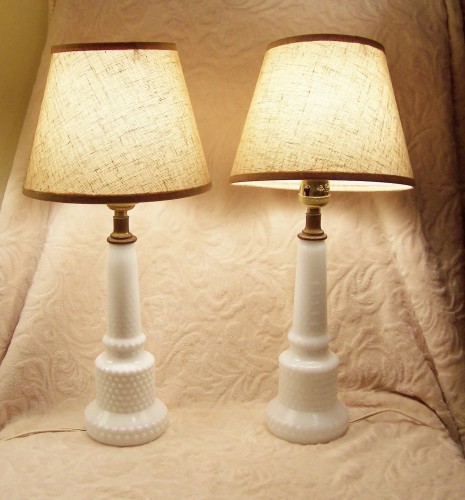 vintage milk glass lamps photo - 7