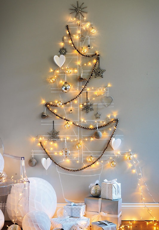 wall christmas tree with lights photo - 7