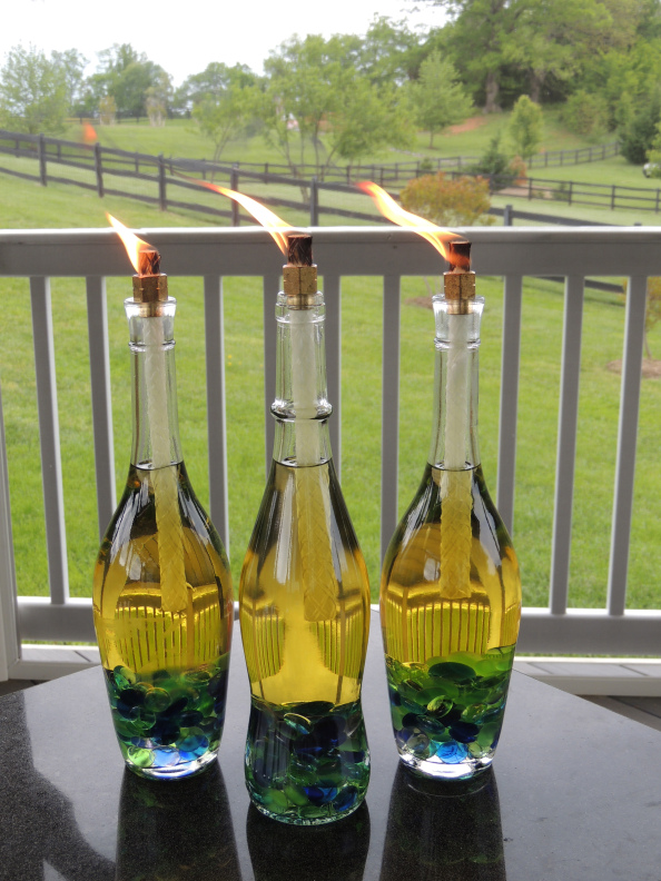 wine bottle oil lamp photo - 3