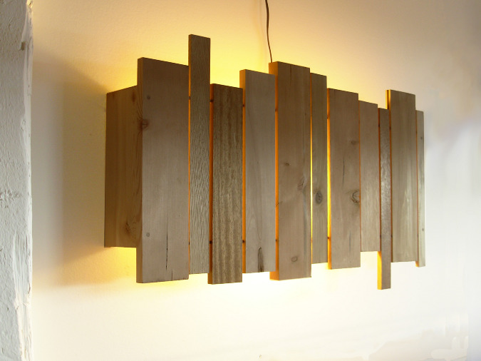 wood wall lights photo - 2