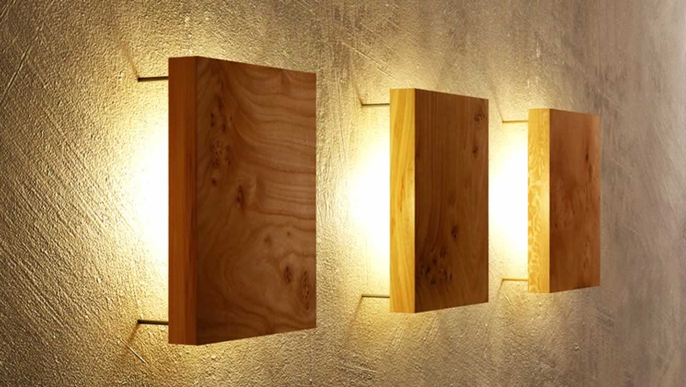 wood wall lights photo - 3