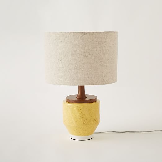 yellow ceramic table lamp photo - 1