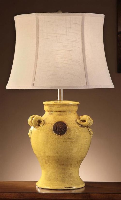 yellow ceramic table lamp photo - 4